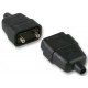 Black High Impact Rubber 2 Pin In-Line Mains Power Connector